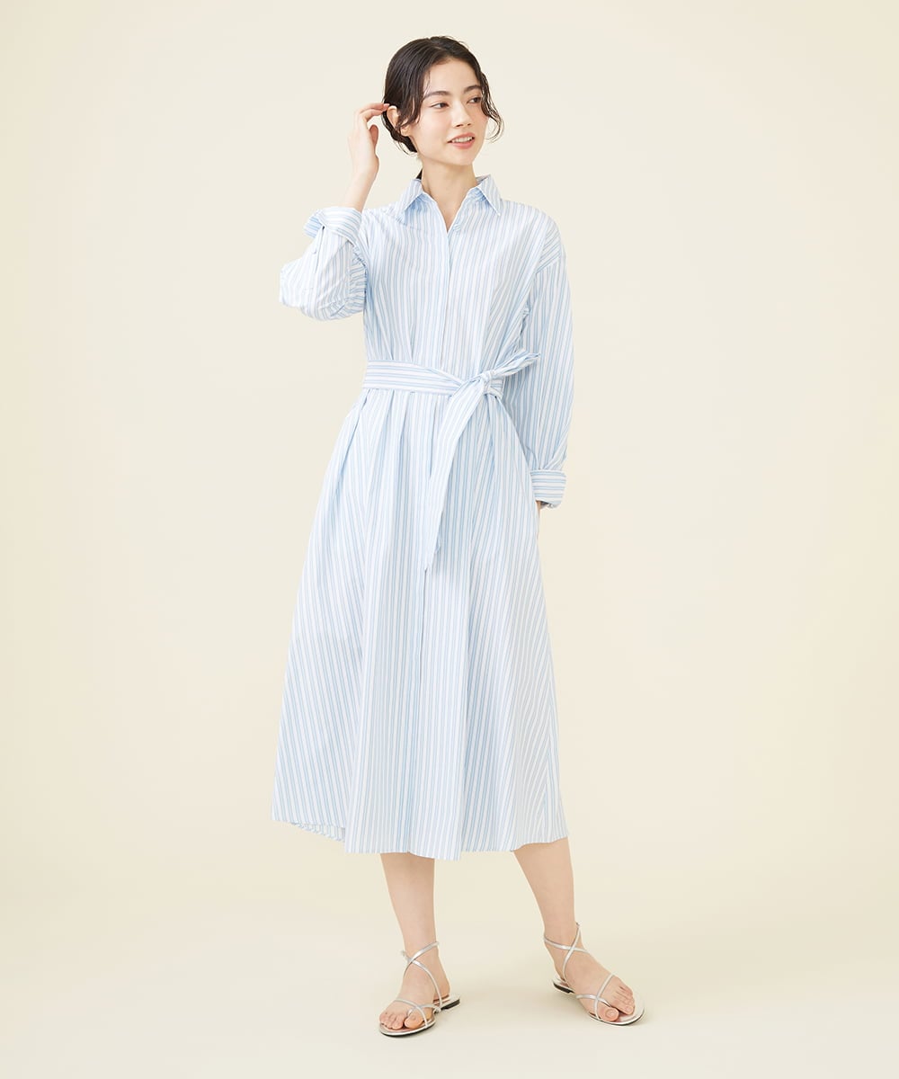GLEGX12270 S sybilla(エス  バイ シビラ) 【メディア着用】ストライプシャツドレス ペールブルー