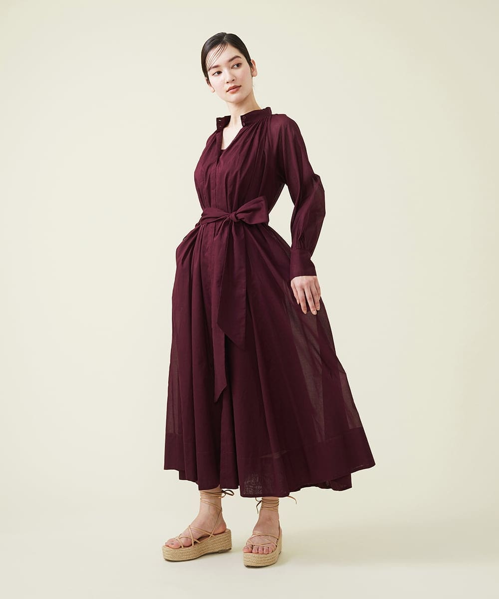 GLEHS02270 S sybilla(エス  バイ シビラ) コットンローンシアードレス チョコレート