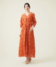 GLEHS06300 S sybilla(エス  バイ シビラ) カットワークエンブロイダリードレス オレンジ