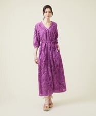 GLEHS06300 S sybilla(エス  バイ シビラ) カットワークエンブロイダリードレス モーブ