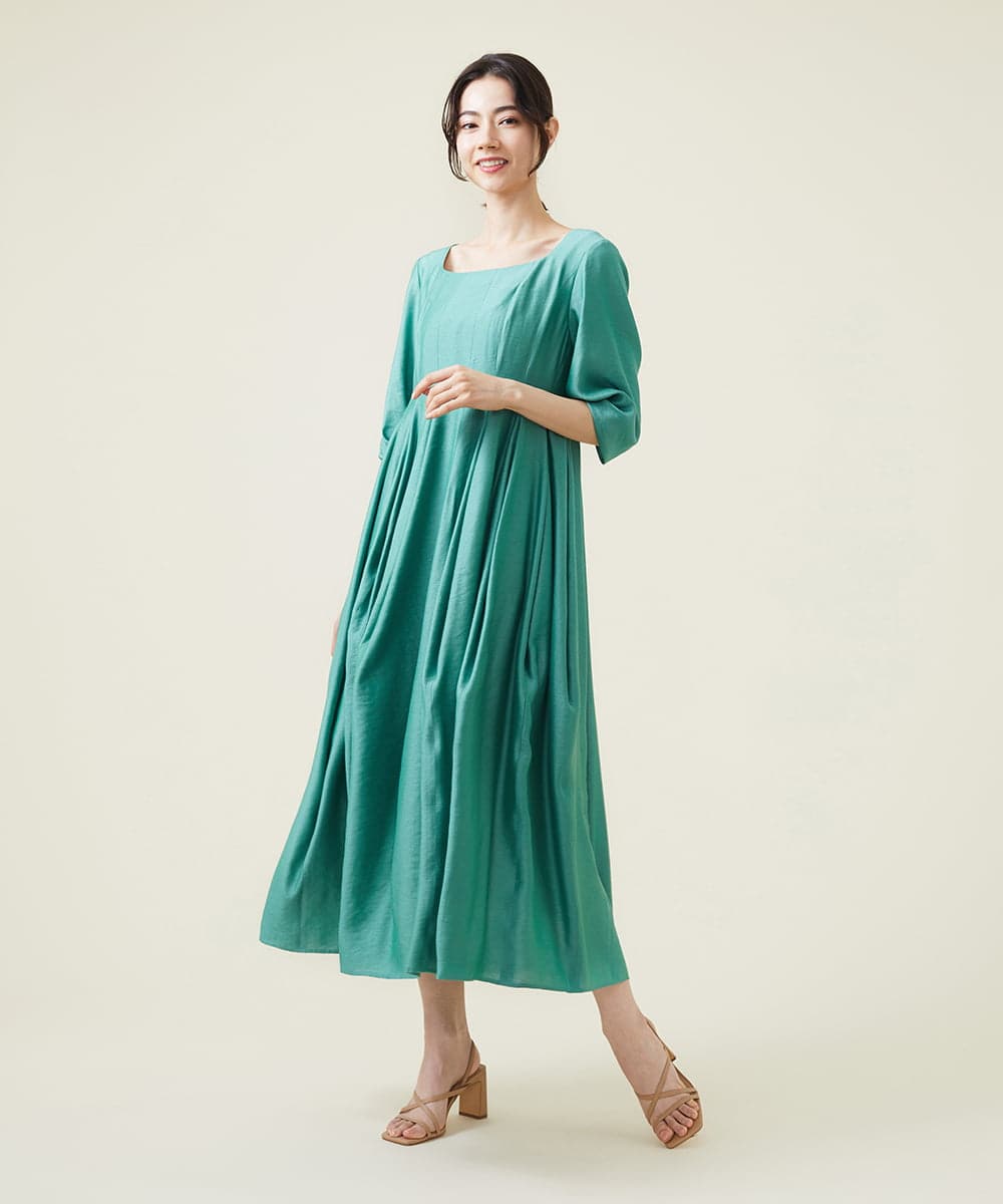 GLEHS07300 S sybilla(エス  バイ シビラ) シャイニーボタニカルフォルムドレス ジェードグリーン