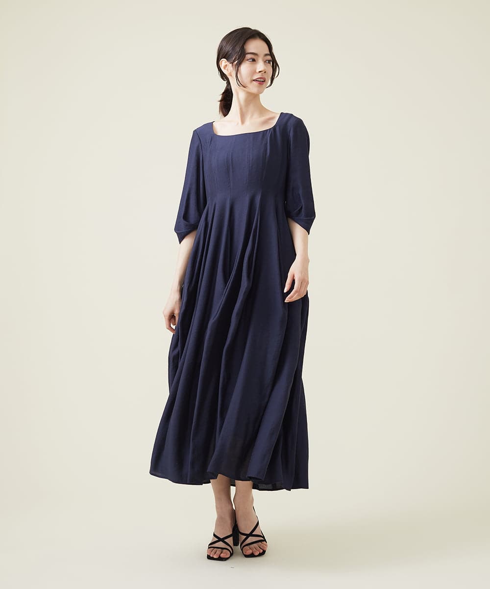 GLEHS07300 S sybilla(エス  バイ シビラ) シャイニーボタニカルフォルムドレス ネイビー