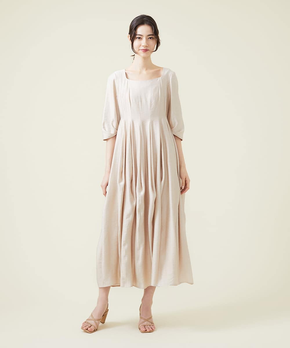 GLEHS07300 S sybilla(エス  バイ シビラ) シャイニーボタニカルフォルムドレス ヌードベージュ