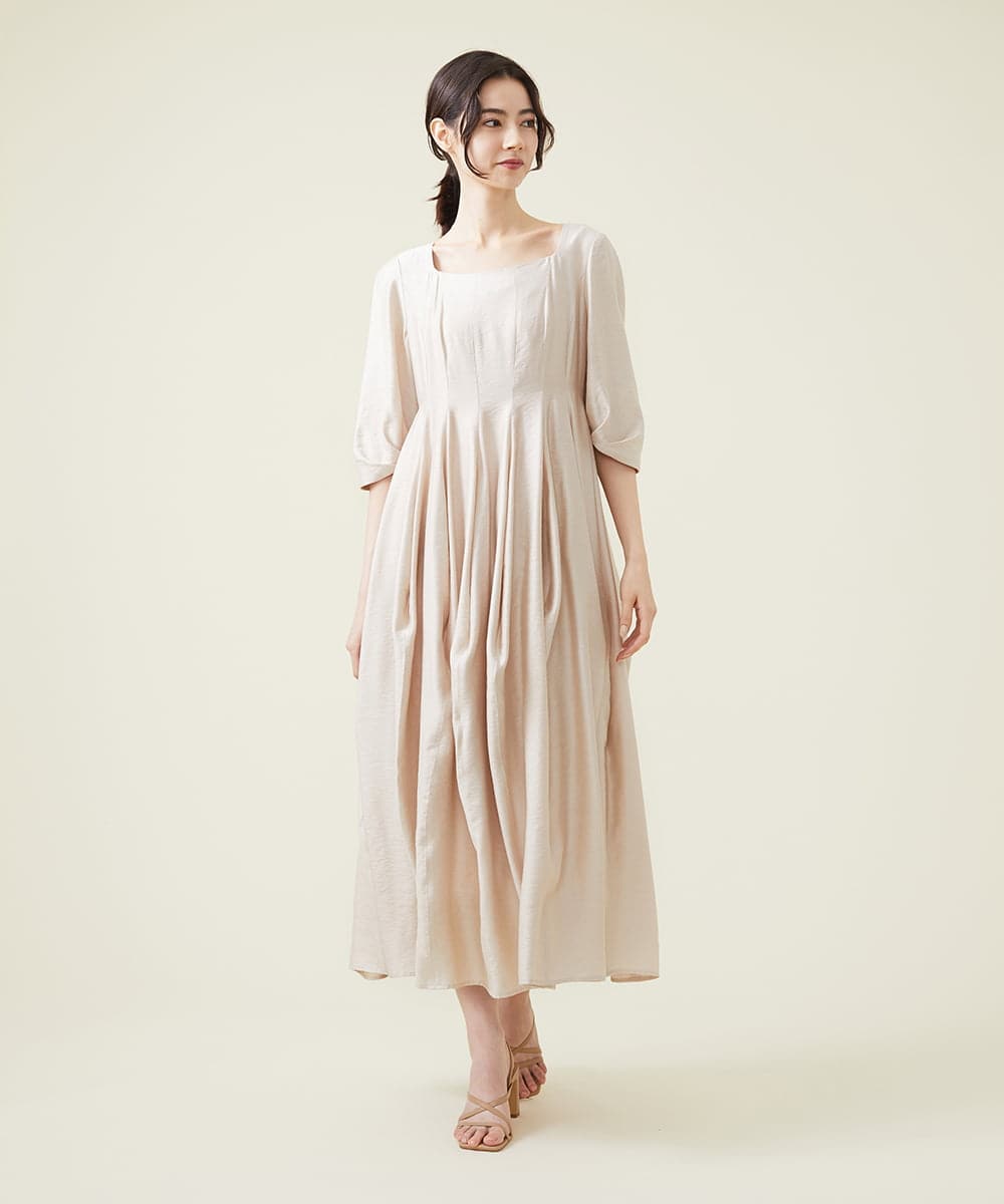 GLEHS07300 S sybilla(エス  バイ シビラ) シャイニーボタニカルフォルムドレス ヌードベージュ