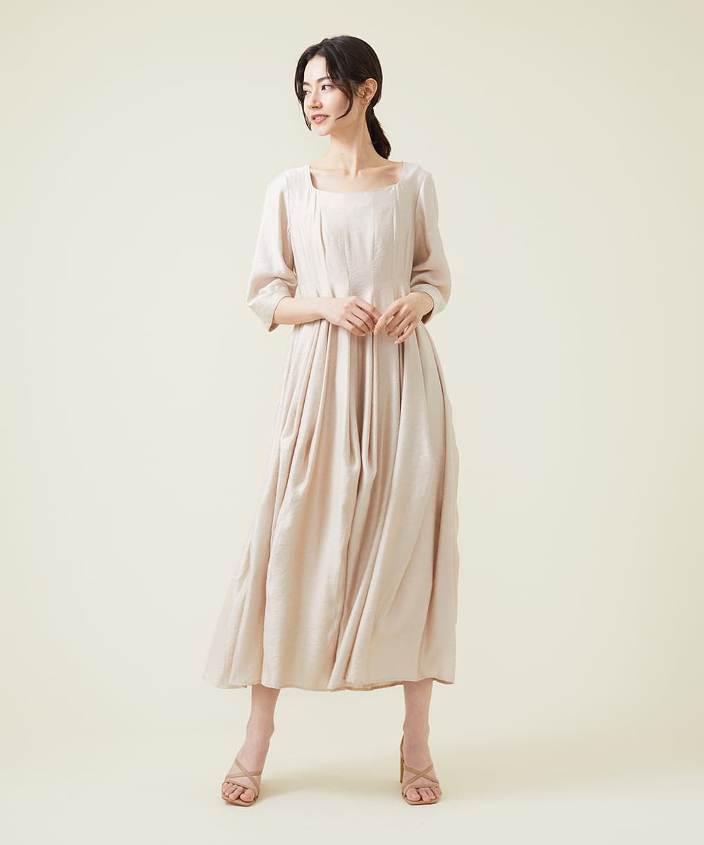 GLEHS07300 S sybilla(エス  バイ シビラ) シャイニーボタニカルフォルムドレス ヌードベージュ