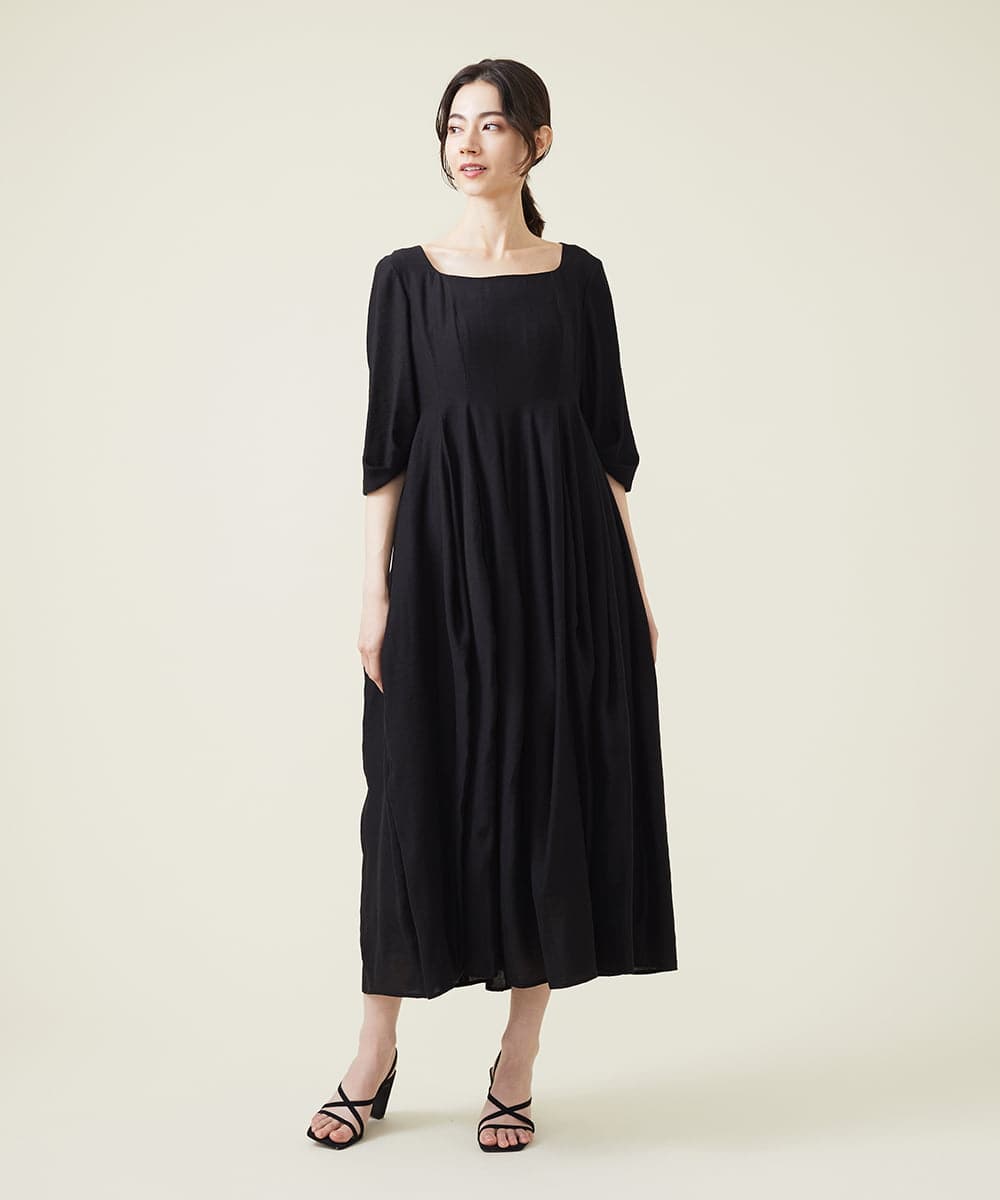 GLEHS07300 S sybilla(エス  バイ シビラ) シャイニーボタニカルフォルムドレス ブラック