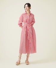 GLEHS10250 S sybilla(エス  バイ シビラ) カラーストライプシャツドレス レッド×ホワイト
