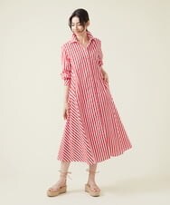GLEHS10250 S sybilla(エス  バイ シビラ) カラーストライプシャツドレス レッド×ホワイト