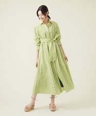 GLEHS10250 S sybilla(エス  バイ シビラ) カラーストライプシャツドレス ライムグリーン×ホワイト