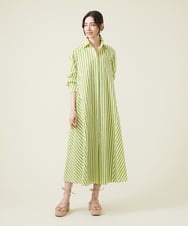 GLEHS10250 S sybilla(エス  バイ シビラ) カラーストライプシャツドレス ライムグリーン×ホワイト
