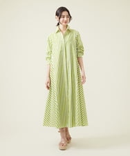 GLEHS10250 S sybilla(エス  バイ シビラ) カラーストライプシャツドレス ライムグリーン×ホワイト