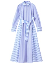 GLEHS10250 S sybilla(エス  バイ シビラ) カラーストライプシャツドレス スカイブルー×ホワイト