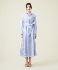 GLEHS10250 S sybilla(エス  バイ シビラ) カラーストライプシャツドレス スカイブルー×ホワイト