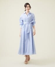 GLEHS10250 S sybilla(エス  バイ シビラ) カラーストライプシャツドレス スカイブルー×ホワイト