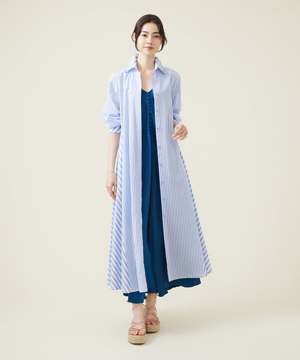 GLEHS10250 S sybilla(エス  バイ シビラ) カラーストライプシャツドレス スカイブルー×ホワイト
