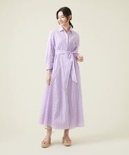GLEHS10250 S sybilla(エス  バイ シビラ) カラーストライプシャツドレス リラ×ホワイト