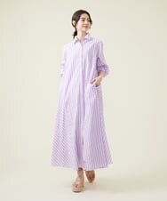 GLEHS10250 S sybilla(エス  バイ シビラ) カラーストライプシャツドレス リラ×ホワイト