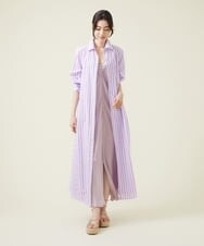 GLEHS10250 S sybilla(エス  バイ シビラ) カラーストライプシャツドレス リラ×ホワイト