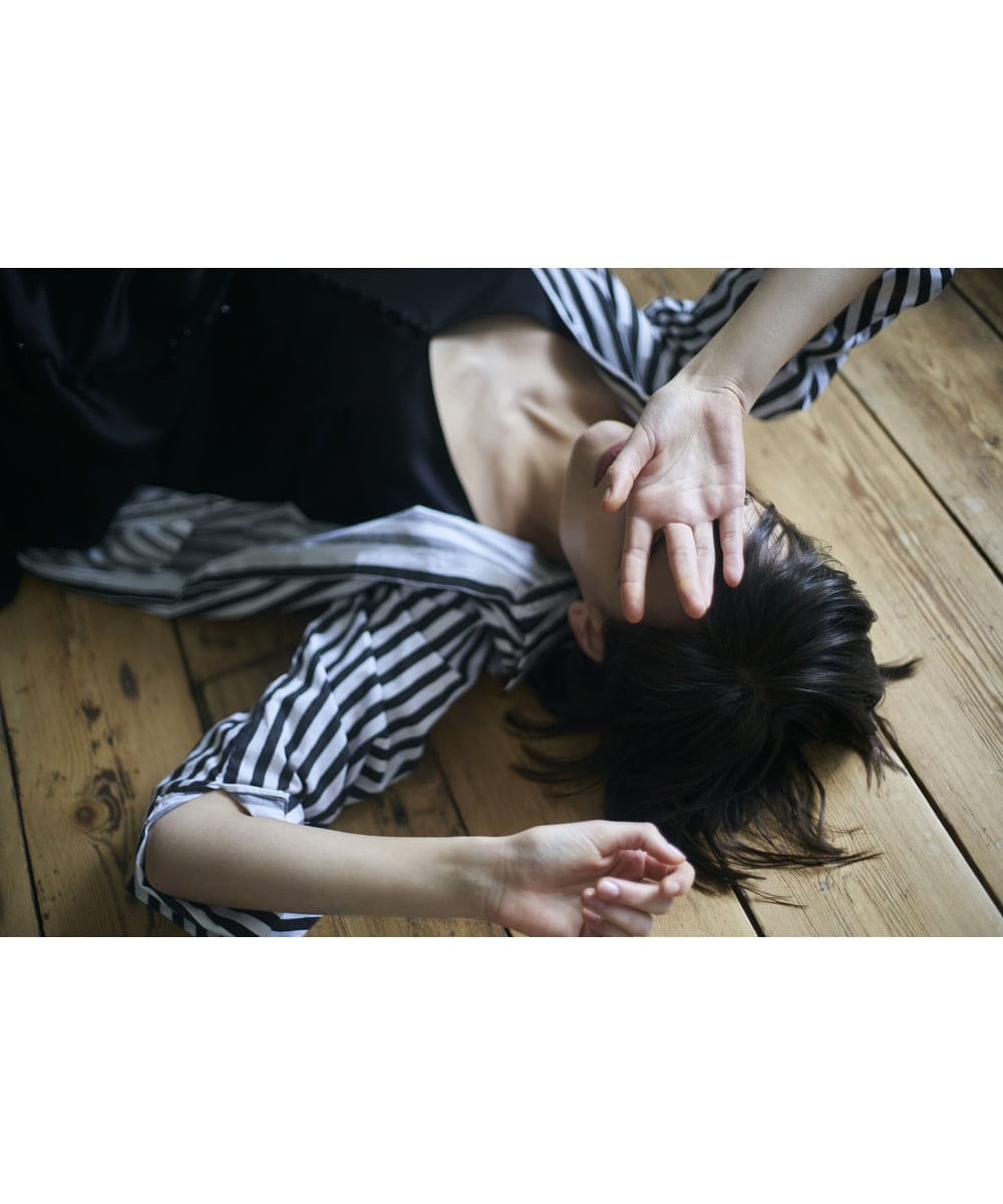 GLEHS10250 S sybilla(エス  バイ シビラ) カラーストライプシャツドレス ブラック×ホワイト