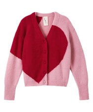 GLFAA01300 S sybilla(エス  バイ シビラ) 【ドラマ着用】ハートモヘヤニットカーディガン ピンク×レッド