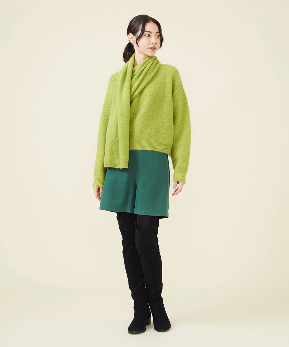 GLFAV05240 S sybilla(エス  バイ シビラ) ストール付きモヘヤセーター ペリドットグリーン
