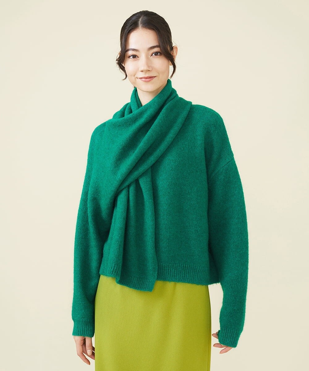 GLFAV05240 S sybilla(エス  バイ シビラ) ストール付きモヘヤセーター エメラルドグリーン