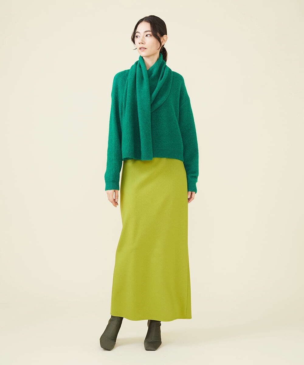 GLFAV05240 S sybilla(エス  バイ シビラ) ストール付きモヘヤセーター エメラルドグリーン