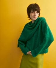 GLFAV05240 S sybilla(エス  バイ シビラ) ストール付きモヘヤセーター エメラルドグリーン