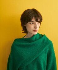 GLFAV05240 S sybilla(エス  バイ シビラ) ストール付きモヘヤセーター エメラルドグリーン