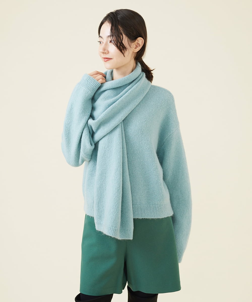 GLFAV05240 S sybilla(エス  バイ シビラ) ストール付きモヘヤセーター アクアブルー