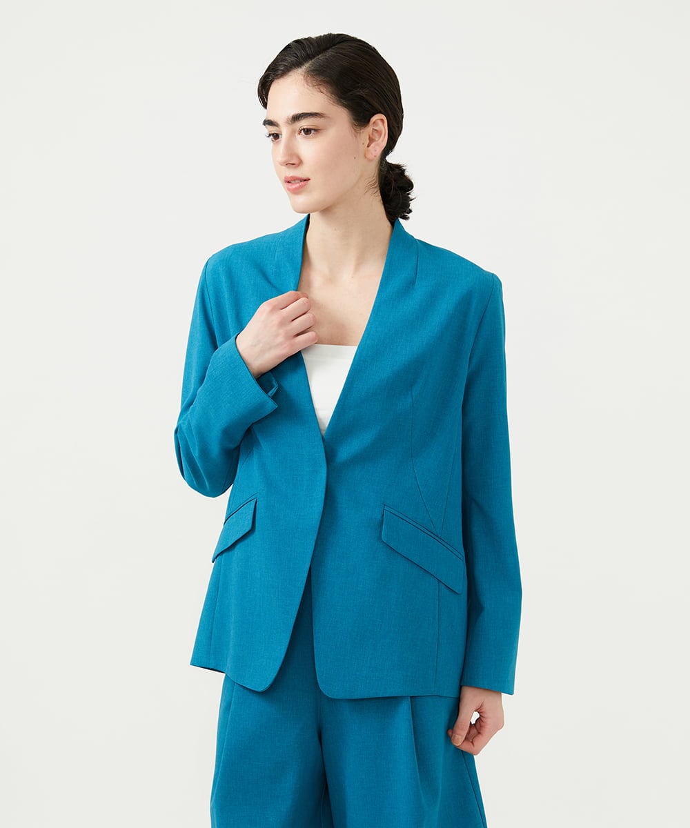 GLJGD01330 S sybilla(エス  バイ シビラ) ノーカラージャケット ターコイズブルー