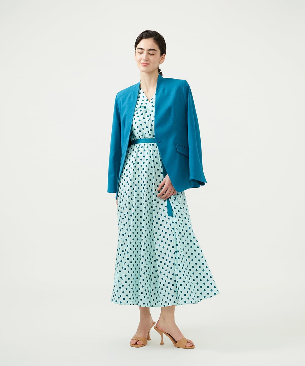 GLJGD01330 S sybilla(エス  バイ シビラ) ノーカラージャケット ターコイズブルー