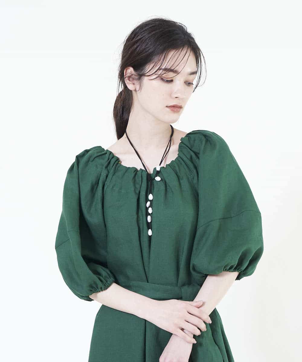 GLYHM02060 S sybilla(エス  バイ シビラ) エコレザー&バロックパールネックレス ブラック