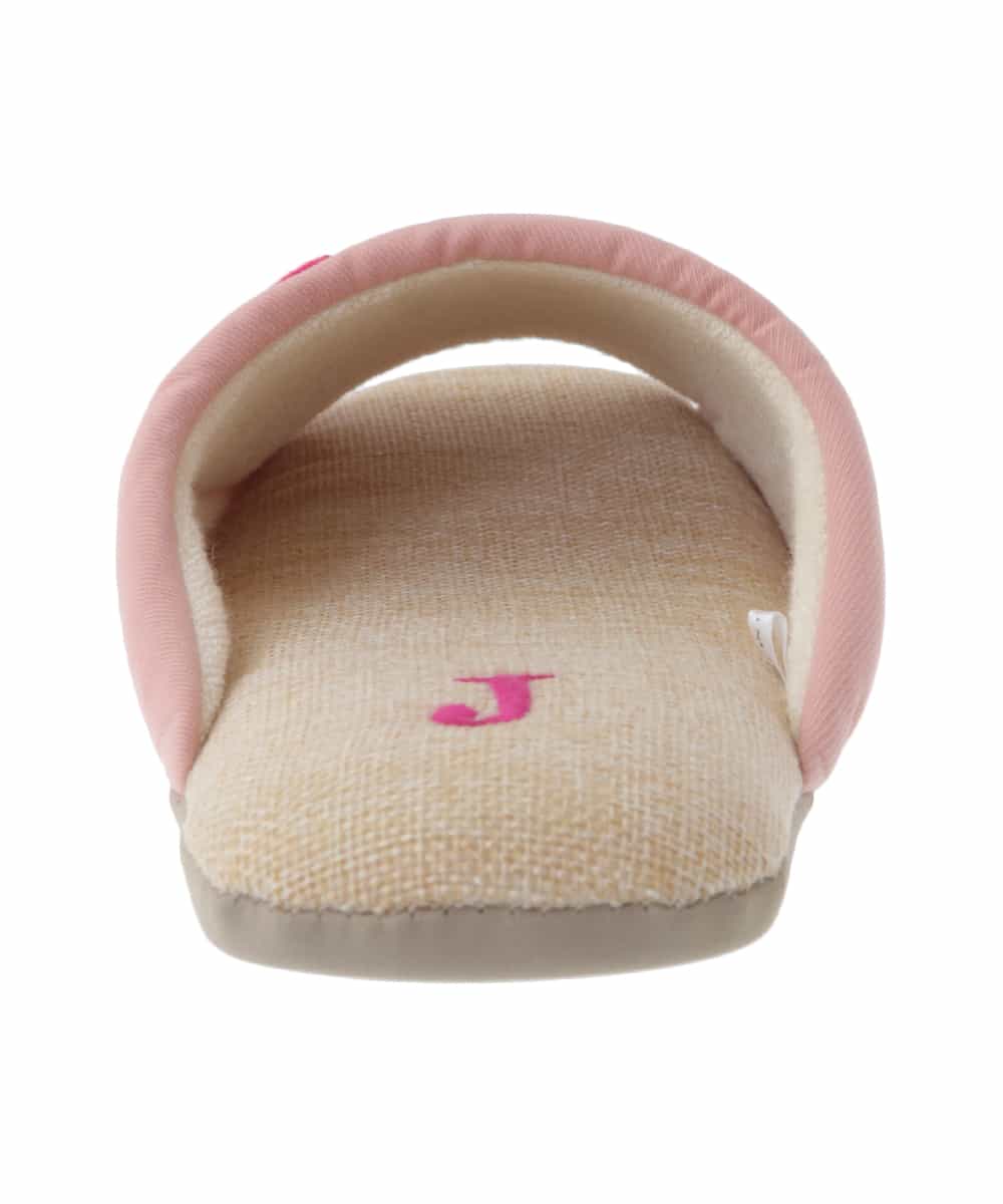 GNFDW03025 Jocomomola(ホコモモラ) 【洗える】モチーフ刺繍前開きスリッパ ピンク