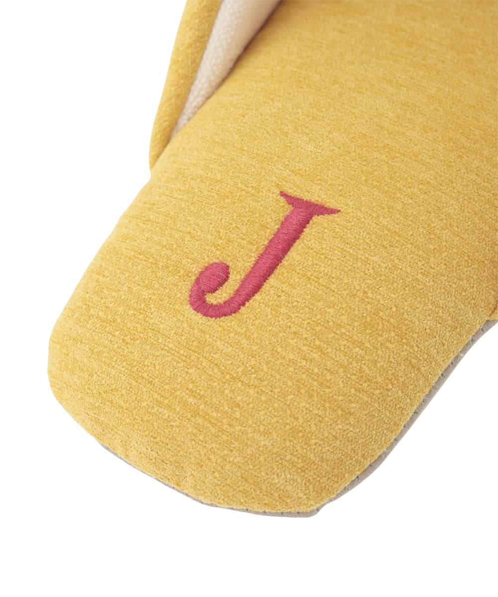 GNFTD01025 Jocomomola(ホコモモラ) 【洗える】フラワーアップリケ刺繍デザインスリッパ イエロー