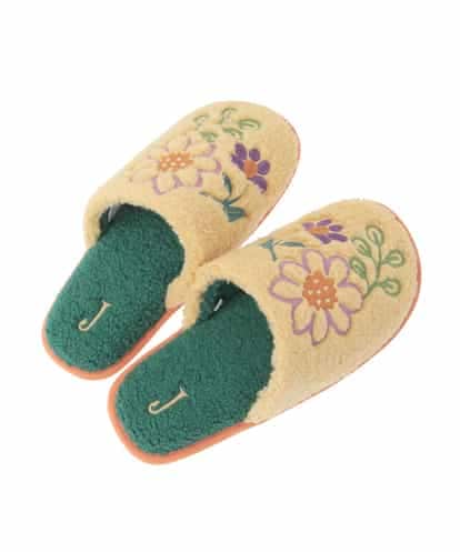 GNFTD02027 Jocomomola 【洗える】フラワー刺繍ボアスリッパ
