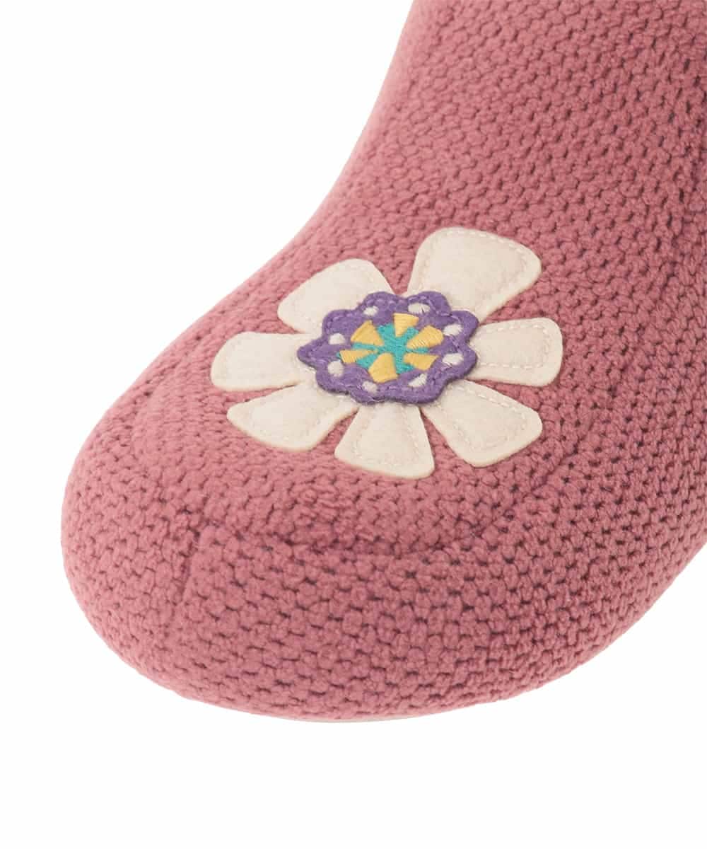 GNFTD04033 Jocomomola(ホコモモラ) 【洗える】フラワーアップリケナポレオンスリッパ レッド