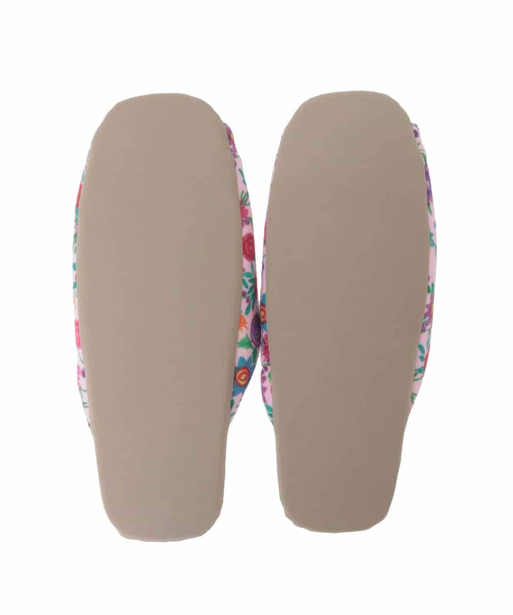 GNFTG01025 Jocomomola(ホコモモラ) 【洗える】フラワープリントオープントゥスリッパ ピンク