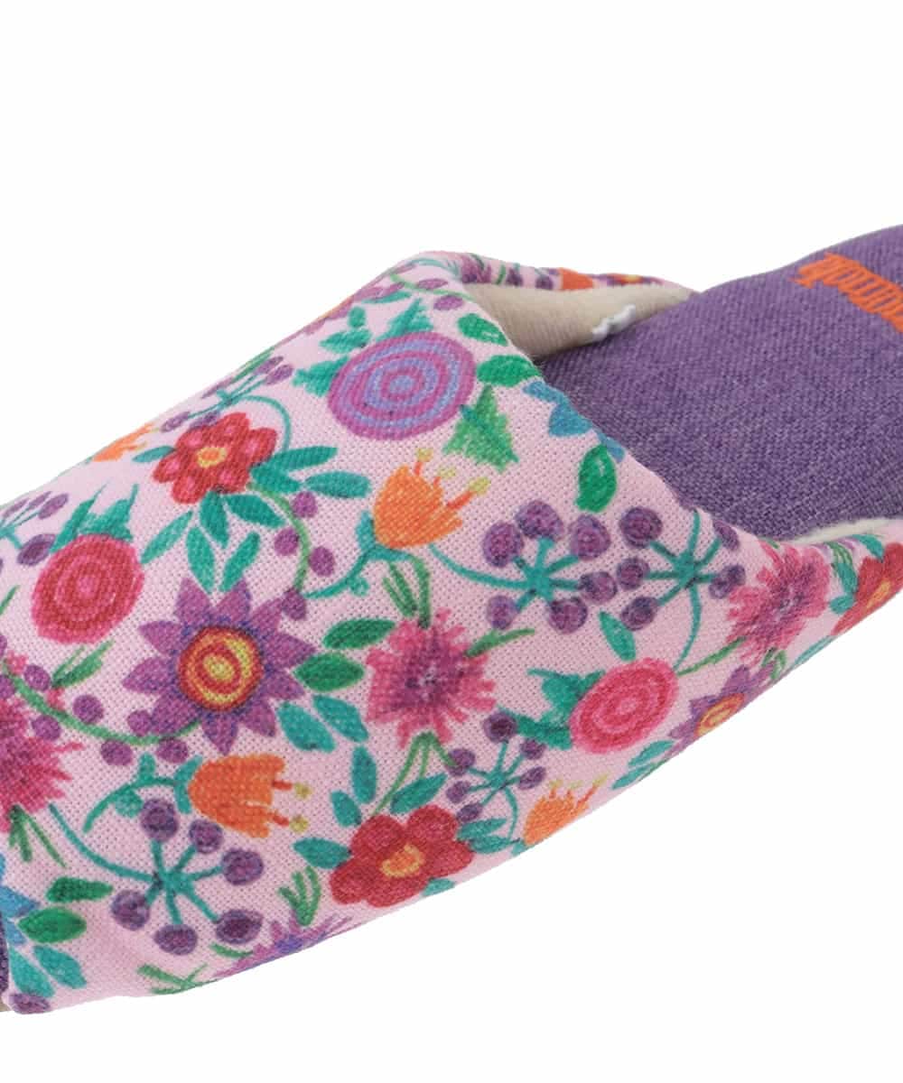 GNFTG01025 Jocomomola(ホコモモラ) 【洗える】フラワープリントオープントゥスリッパ ピンク