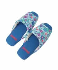GNFTG01025 Jocomomola(ホコモモラ) 【洗える】フラワープリントオープントゥスリッパ ライトブルー