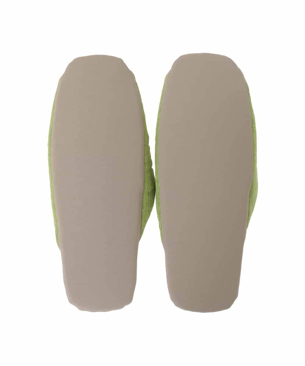 GNFTG02025 Jocomomola(ホコモモラ) 【洗える】フラワー刺繍オープントゥスリッパ グリーン