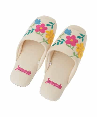 GNFTG02025 Jocomomola 【洗える】フラワー刺繍オープントゥスリッパ