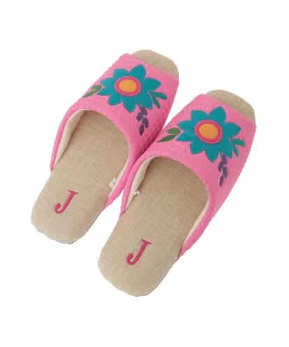 GNFTG03025 Jocomomola 【洗える】フラワーアップリケオープントゥスリッパ