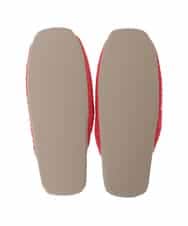 GNFTG03025 Jocomomola(ホコモモラ) 【洗える】フラワーアップリケオープントゥスリッパ レッド