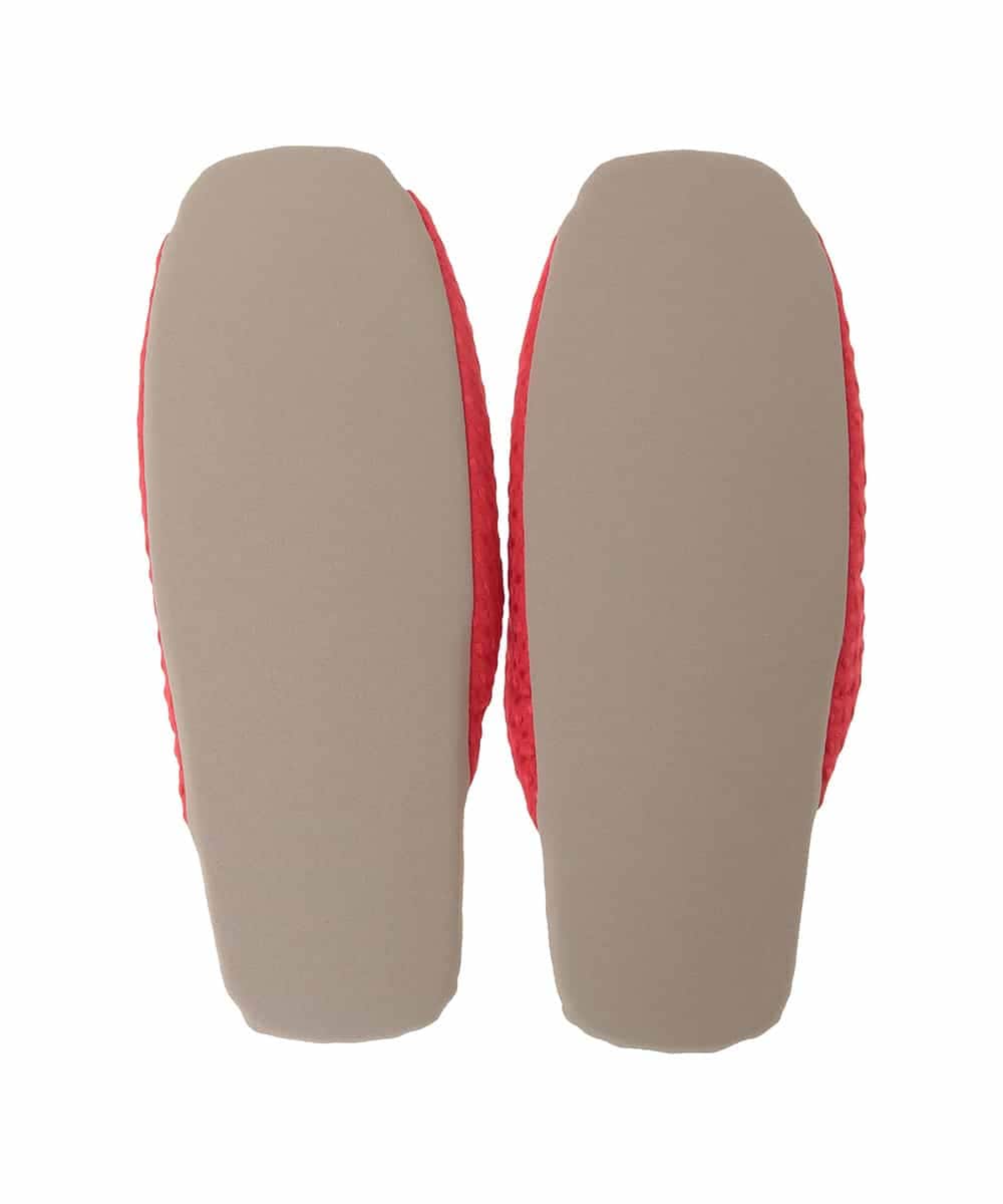 GNFTG03025 Jocomomola(ホコモモラ) 【洗える】フラワーアップリケオープントゥスリッパ レッド