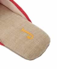 GNFTG03025 Jocomomola(ホコモモラ) 【洗える】フラワーアップリケオープントゥスリッパ レッド