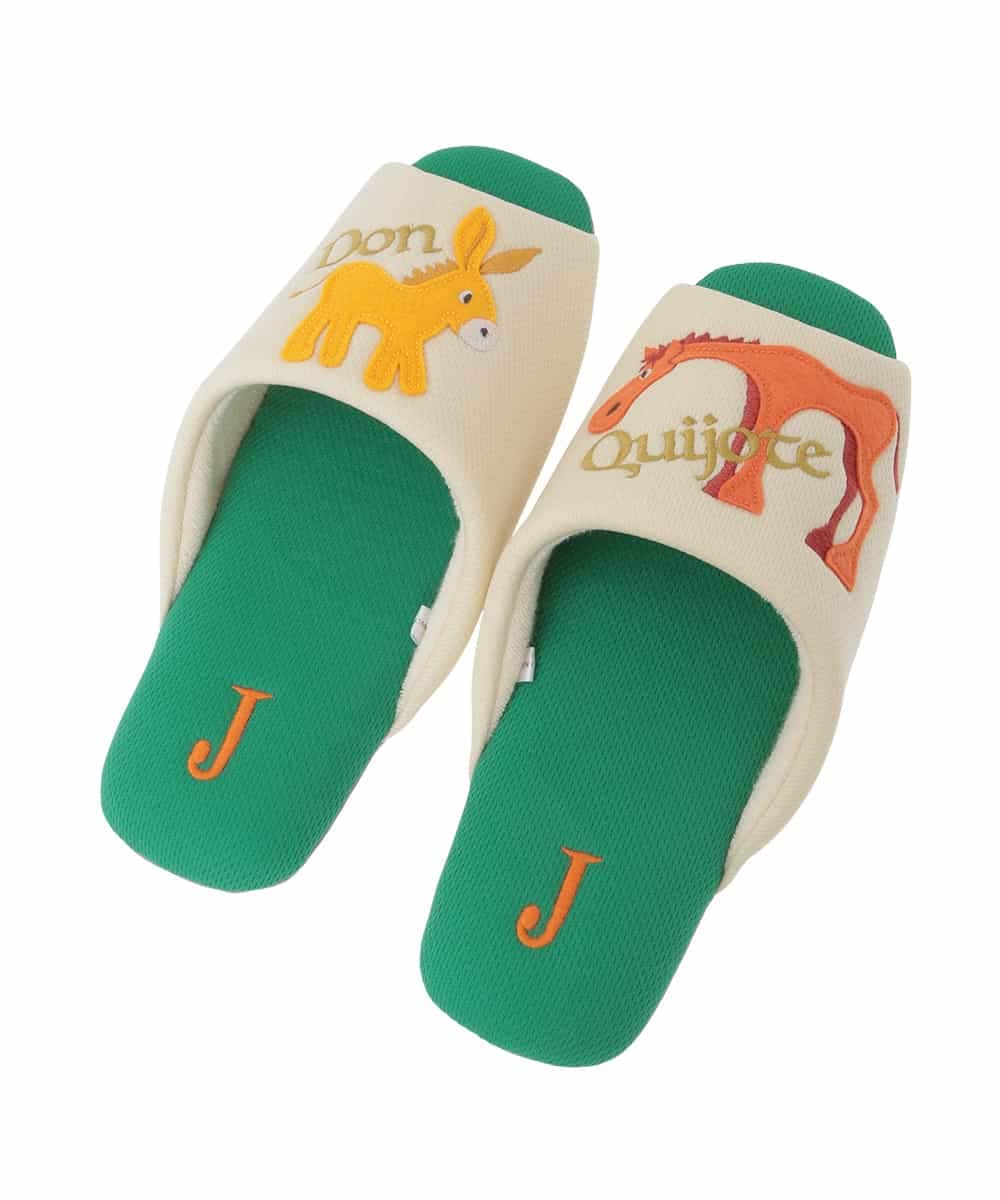 GNFTG04025 Jocomomola(ホコモモラ) 【洗える】ドンキホーテオープントゥスリッパ グリーン