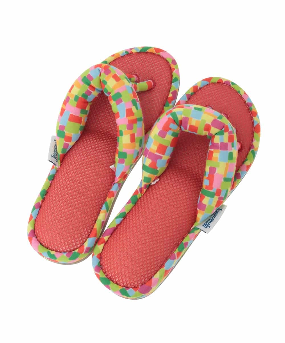 GNFTG05025 Jocomomola(ホコモモラ) 【洗える】幾何プリント5本指スリッパ レッド