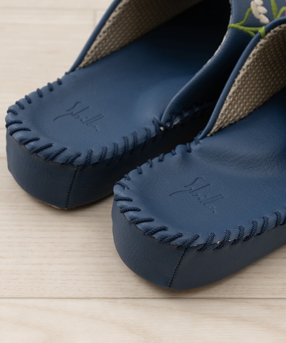 GQ6GD05050 Sybilla(バイヤーズ セレクト) 【Sybilla】フロラシオン スリッパ  ネイビーブルー