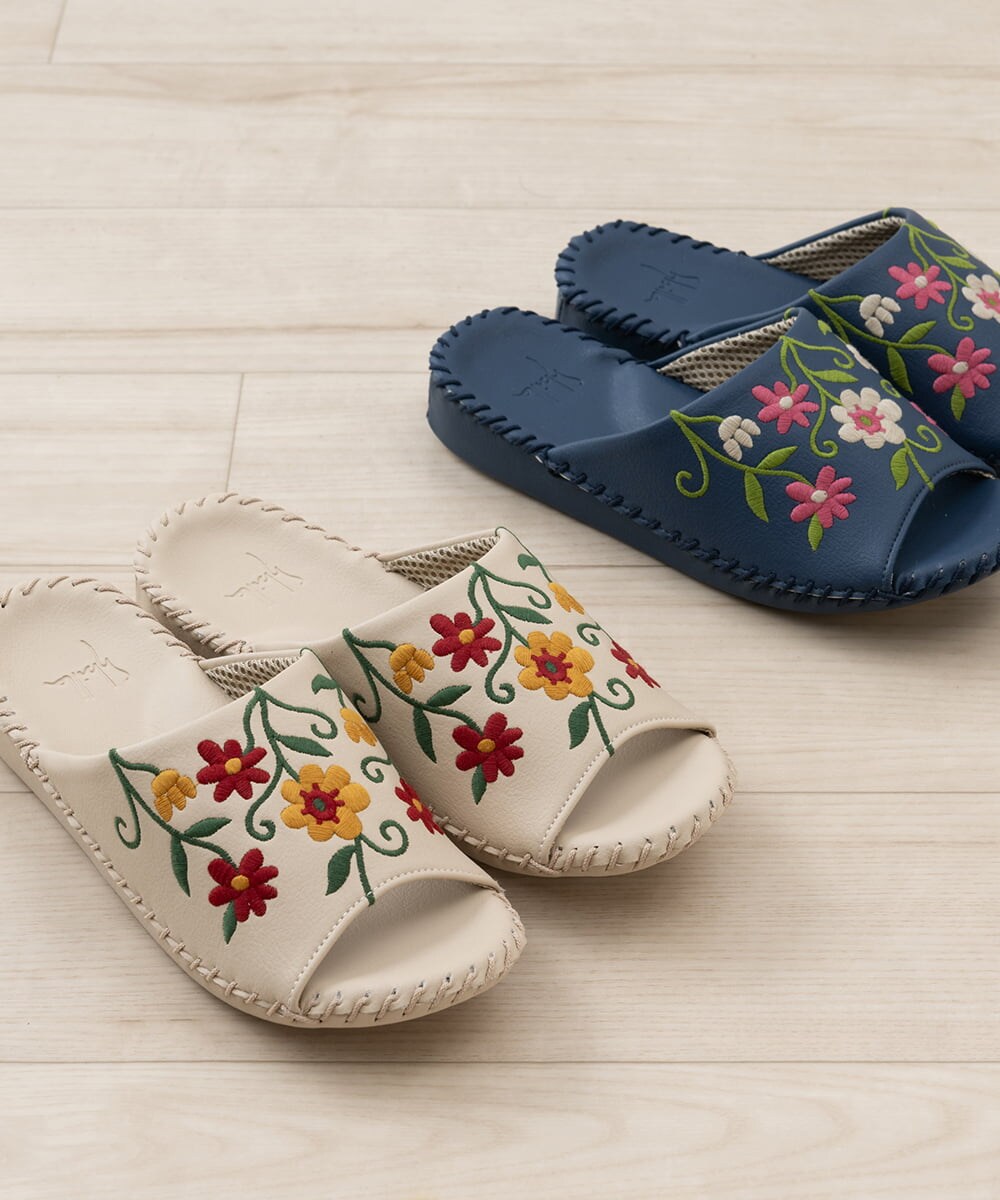 GQ6GD05050 Sybilla(バイヤーズ セレクト) 【Sybilla】フロラシオン スリッパ  ベージュ